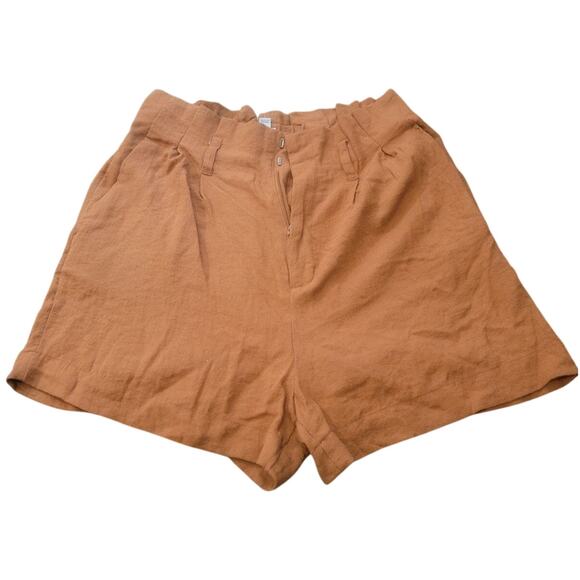 A New Day brown high-rise pleated shorts size Large. - Picture 1 of 5